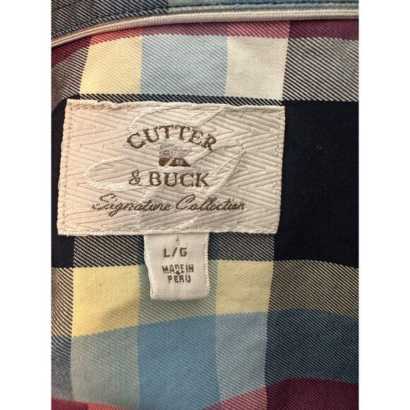 Cutter & Buck Men’s Plaid Button-Up Shirt L 100% Cotton Multicolor Classic Fit - Picture 4 of 7